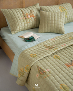 Комплект стеганного покрывала и 3 наволочек Soufiyan Matcha Green Hermodr 130220302 Иран