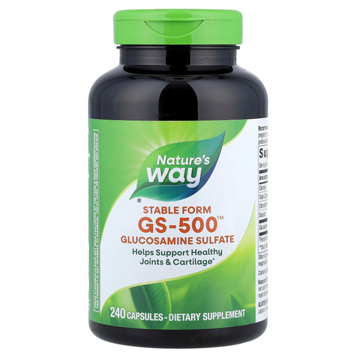 Nature's Way, GS-500™, сульфат глюкозамина, стабильная форма, 240 капсул (0,5 г в 1 капсуле)