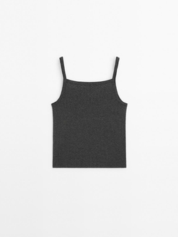 Massimo Dutti Трикотажный топ на бретелях, антрацитово-серый