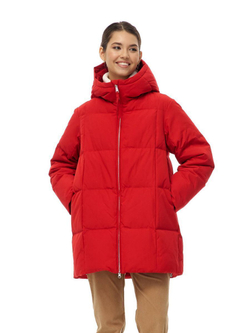 Пуховик с капюшоном зимний, красный, SilverFox