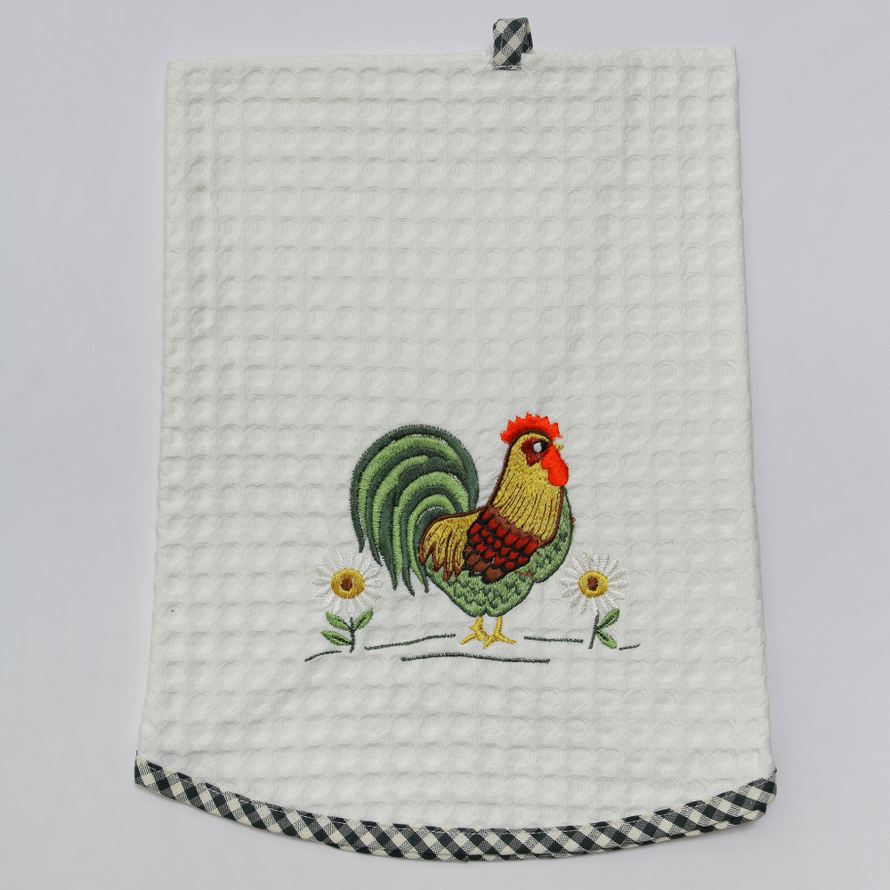 Элитное полотенце вафельное кухонное Gallo круглое с зелёным кантом от Old Florence