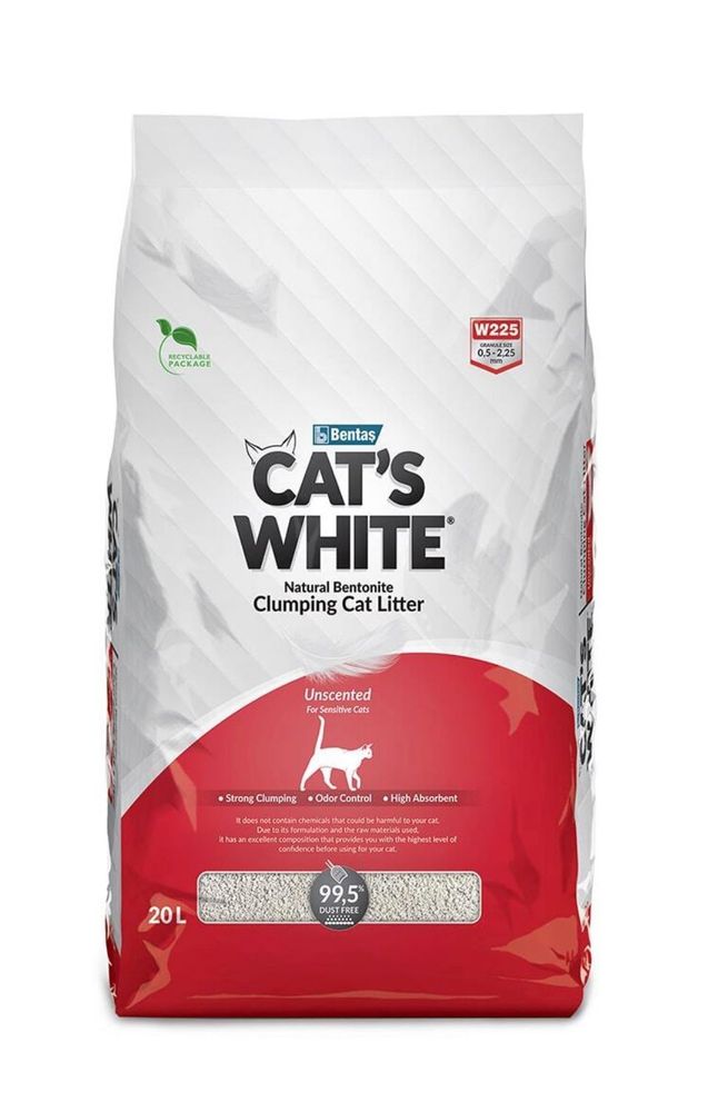 Cat&#39;s White Natural комкующийся наполнитель натуральный без ароматизатора для кошачьего туалета 20 л