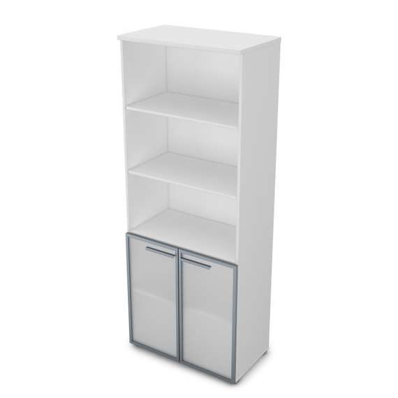 9ШД.005.21 Шкаф высокий со стеклом и открытыми полками (800*450*2045)