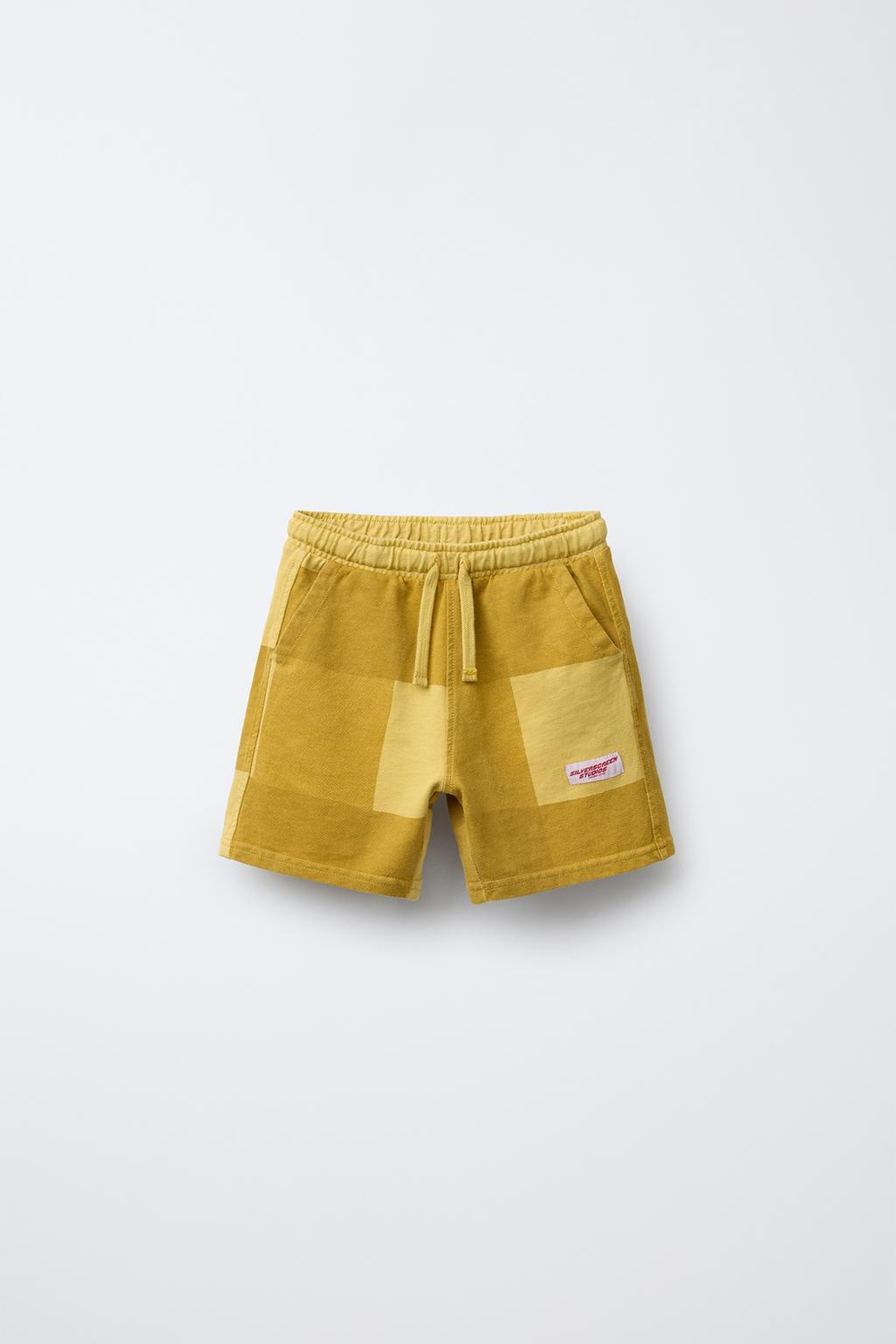 ZARA ШОРТЫ-БЕРМУДЫ ИЗ МЯГКОЙ ТКАНИ В КЛЕТКУ, ГОРЧИЧНЫЙ