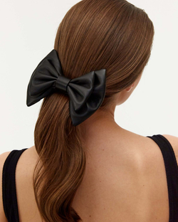 Бант "Монро" из черной кожи