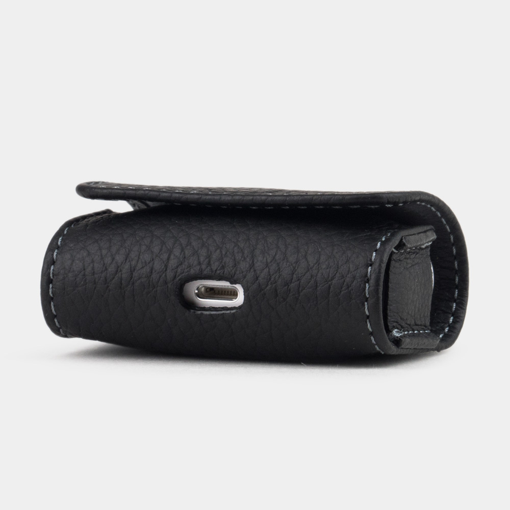 Чехол для наушников AirPods Pro 2,3 из кожи теленка, цвета черный