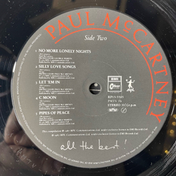 Винтажная виниловая пластинка LP Paul McCartney All The Best (Япония 1987) (Без Оби)