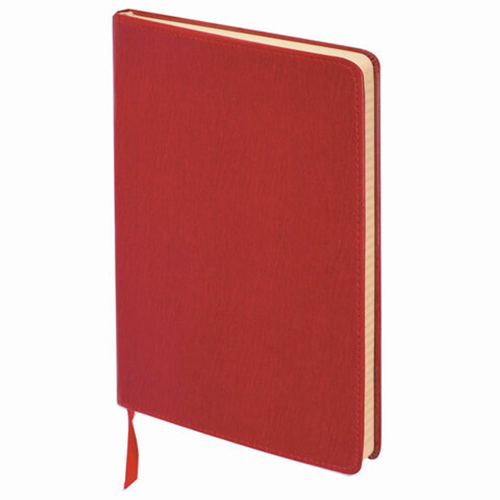 Блокнот А5 (148х218 мм), BRAUBERG "Income", 128 л., гладкий кожзаменитель, клетка, красный, 125209