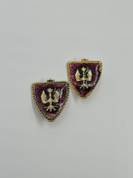 Клипсы Герб с фиолетовой эмалью