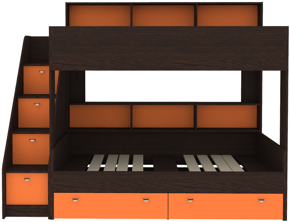 Двухъярусная кровать КарИВи Голден Кидс 10 Венге Оранжевый