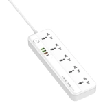 LDNIO удлинитель сетевой фильтр, модель SC5415, 2 метра, 4 USB, тройник разветвитель с заземлением и выключателем, белый