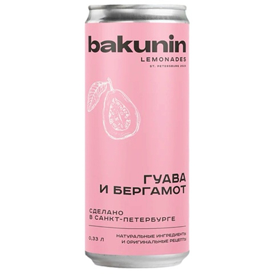 Лимонад натуральный «Бакунин» Гуава и Бергамот 330 мл