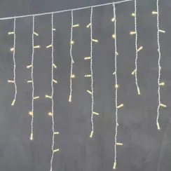 Светодиодная бахрома с колпачком 3,2*0,9 м., 168 теплых белых LED ламп, каучуковый белый провод, LTC (LL168-8-2WW)
