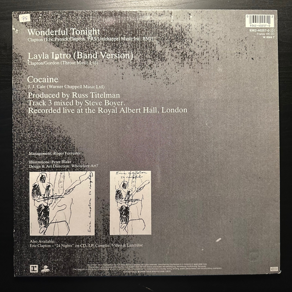 Eric Clapton - Wonderful Tonight (Германия 1991г.) 12", 45 RPM