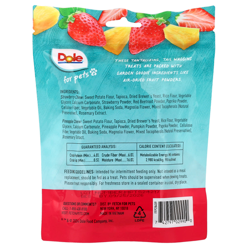 Dole for Pets, жевательные таблетки с клубникой и ананасом, 200 г (7 унций)