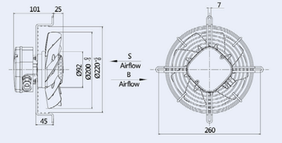 Вентилятор Weiguang YWF-4D-200-S(B)-92/15-G (YWF(K)4D200-Z)