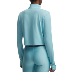 Женская теннисная футболка   Under Armour Tech Branded 1/2 Zip - blue haze/lumos lime/white