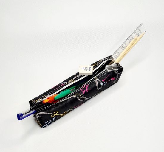 Школьный пенал с 2 отделениями, сиреневый, 11 предметов