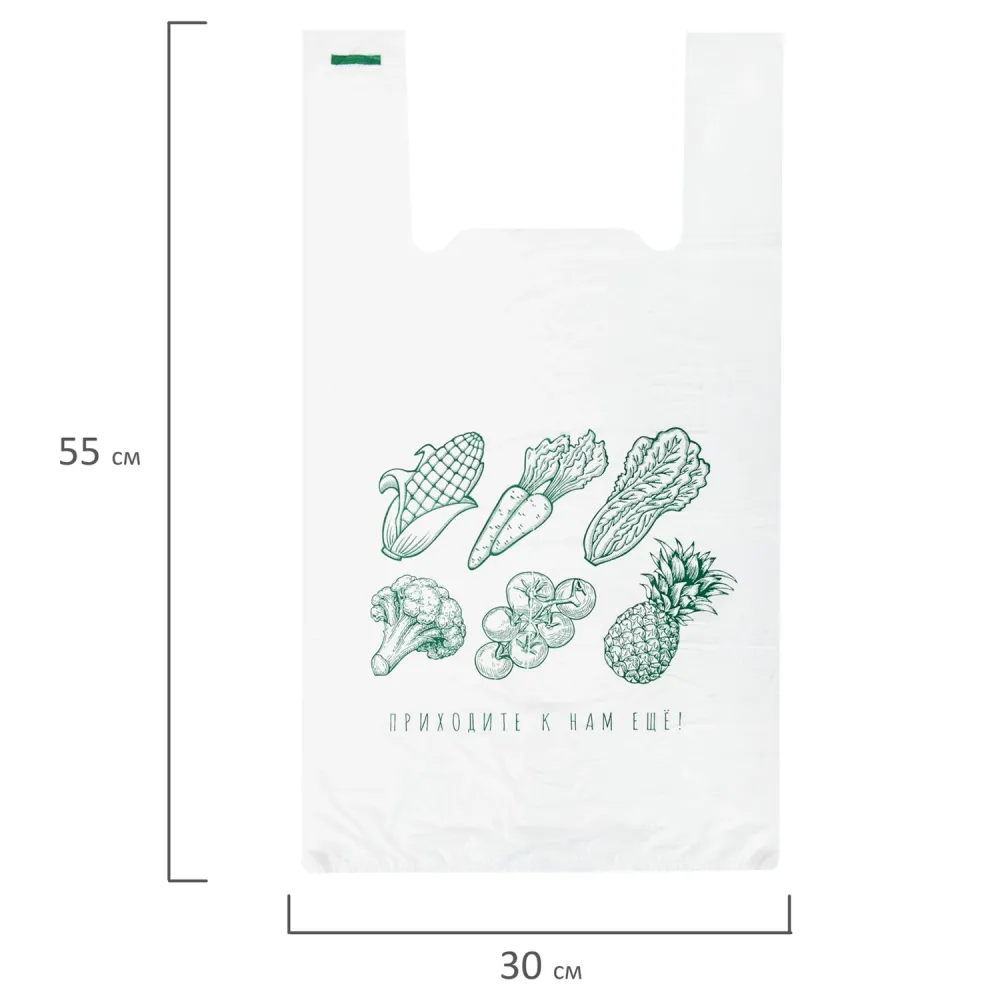 Пакет "майка" КОМПЛЕКТ 100 штук, 30+15х55, ПНД "Приходите еще", 15 мкм, LAIMA, 700794