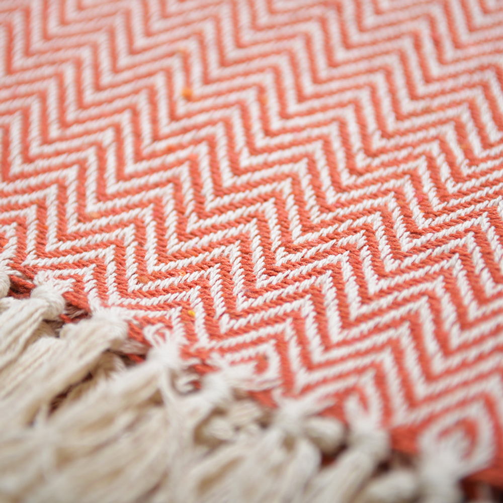 Бохо плед-шаль из хлопка (волна/коралловый)