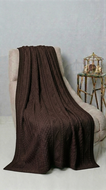 Плед 130x170 Косы-волны МПД034-13 коричневый