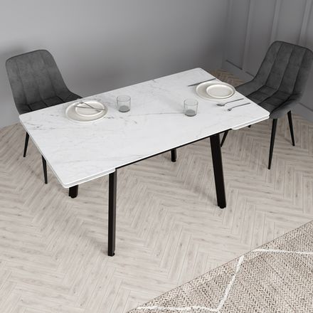 Стол стеклянный Лорд 1400х800х300 Мрамор белый