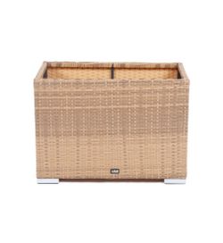 "Лунго" кашпо для цветов большое плетеное из искусственного ротанга, цвет соломенный