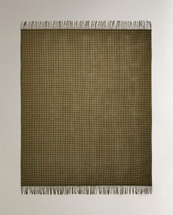 Zara Home - Клетчатый плед с бахромой, зеленый, 220x240 см