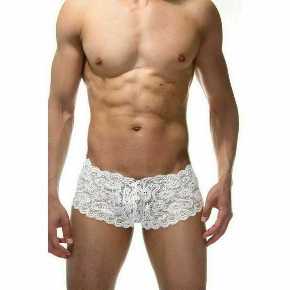 Мужские трусы хипсы белые кружевные La Blinque LB15409