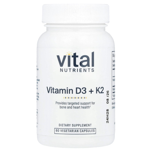 Vital Nutrients, K2-7 + D3, 60 вегетарианских капсул