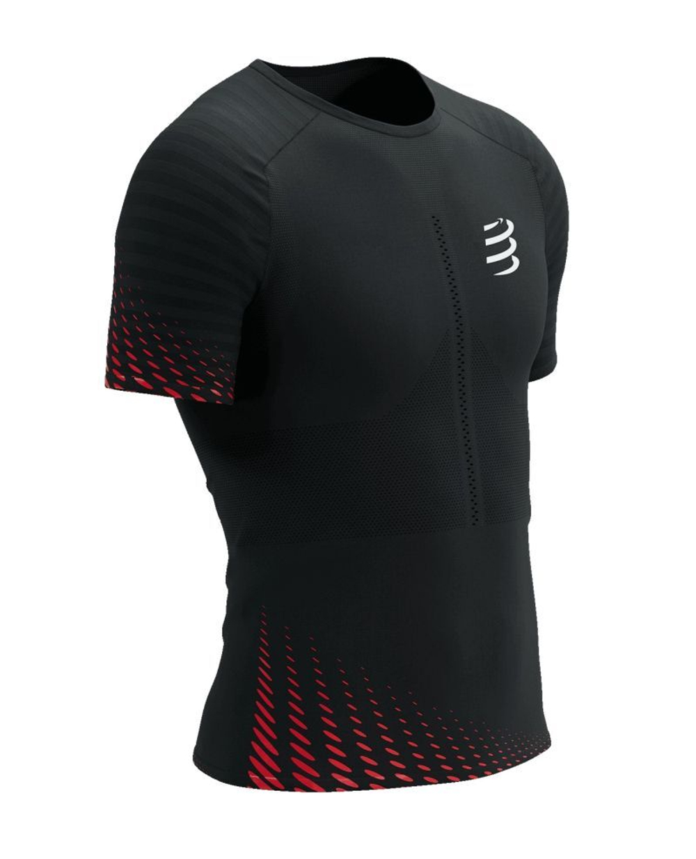 Мужская теннисная футболка Compressport Racing SS Tshirt - black/high risk red