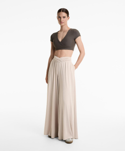 Oysho Топ с перекрестными деталями из смесового модала в рубчик, угольный