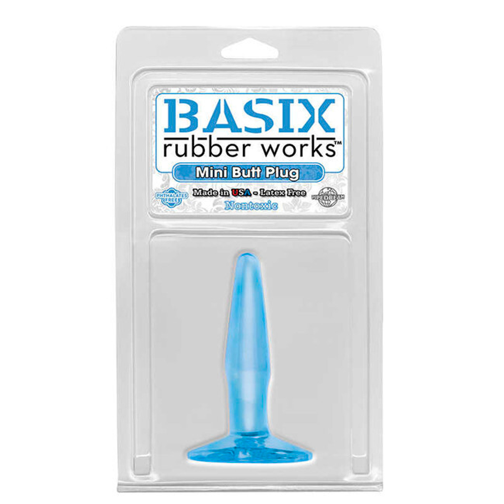 Анальная втулка Basix Mini, голубая (Цвет: голубой)