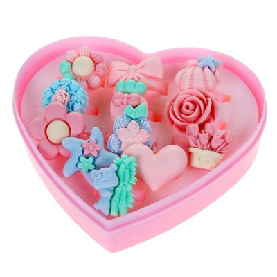 Набор украшений для девочек, в колечки универсального размера 9х8 см, с-31250