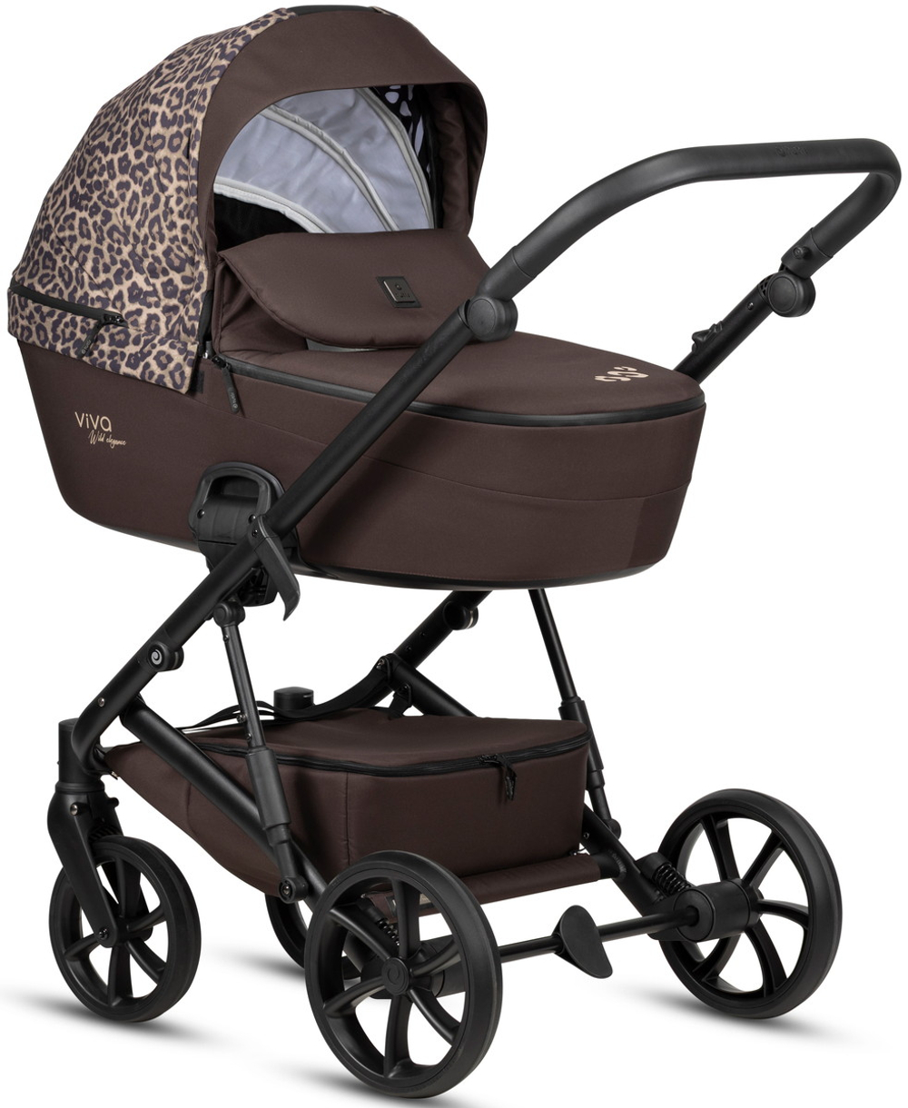 Детская коляска Tutis Viva 6 Plus Wild Elegance 4 в 1 с автокреслом Beno Black и базой Wild Mocca