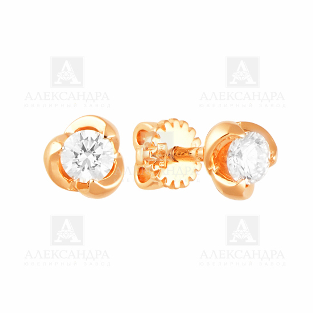 Серьги из золота 585 пробы с Фианит