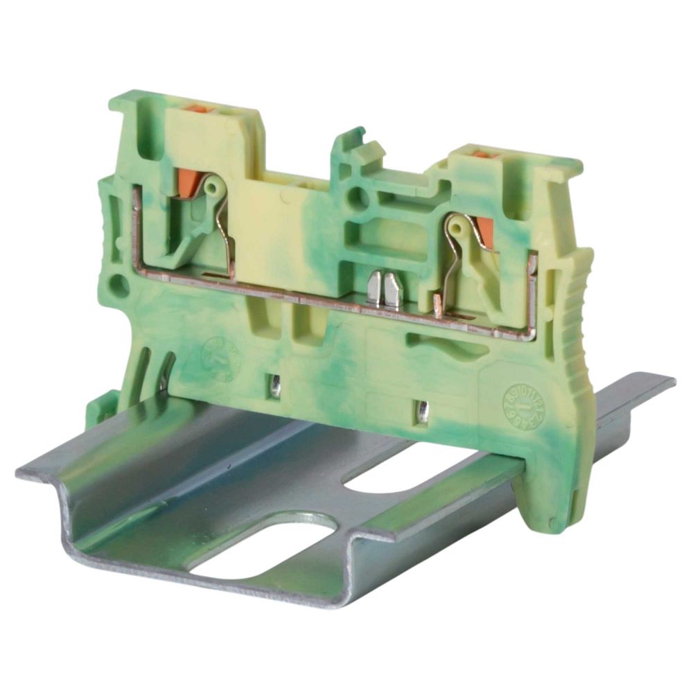 Клемма заземления, зажим push-in, 2 точки подключения, 1.5 кв.мм