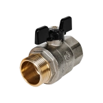 Кран шаровой полнопроходной STOUT - 1"1/4 (НР/ВР, PN40, Tmax 150°C, ручка-бабочка черная)