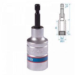 KING TONY (76B819M) Головка для шуруповерта двенадцатигранная 1/4", 19 мм, L = 80 мм