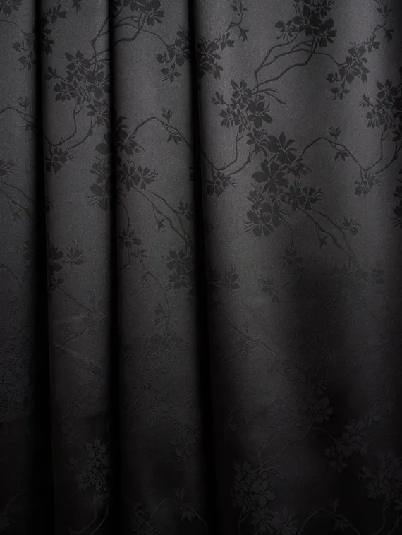 Ткань шелк Армани Жаккард, арт. 1870/2, дизайн "цветы на ветке", черный