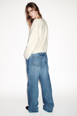 ZARA ДЖЕМПЕР С БРОШЬЮ, ЭКРЮ