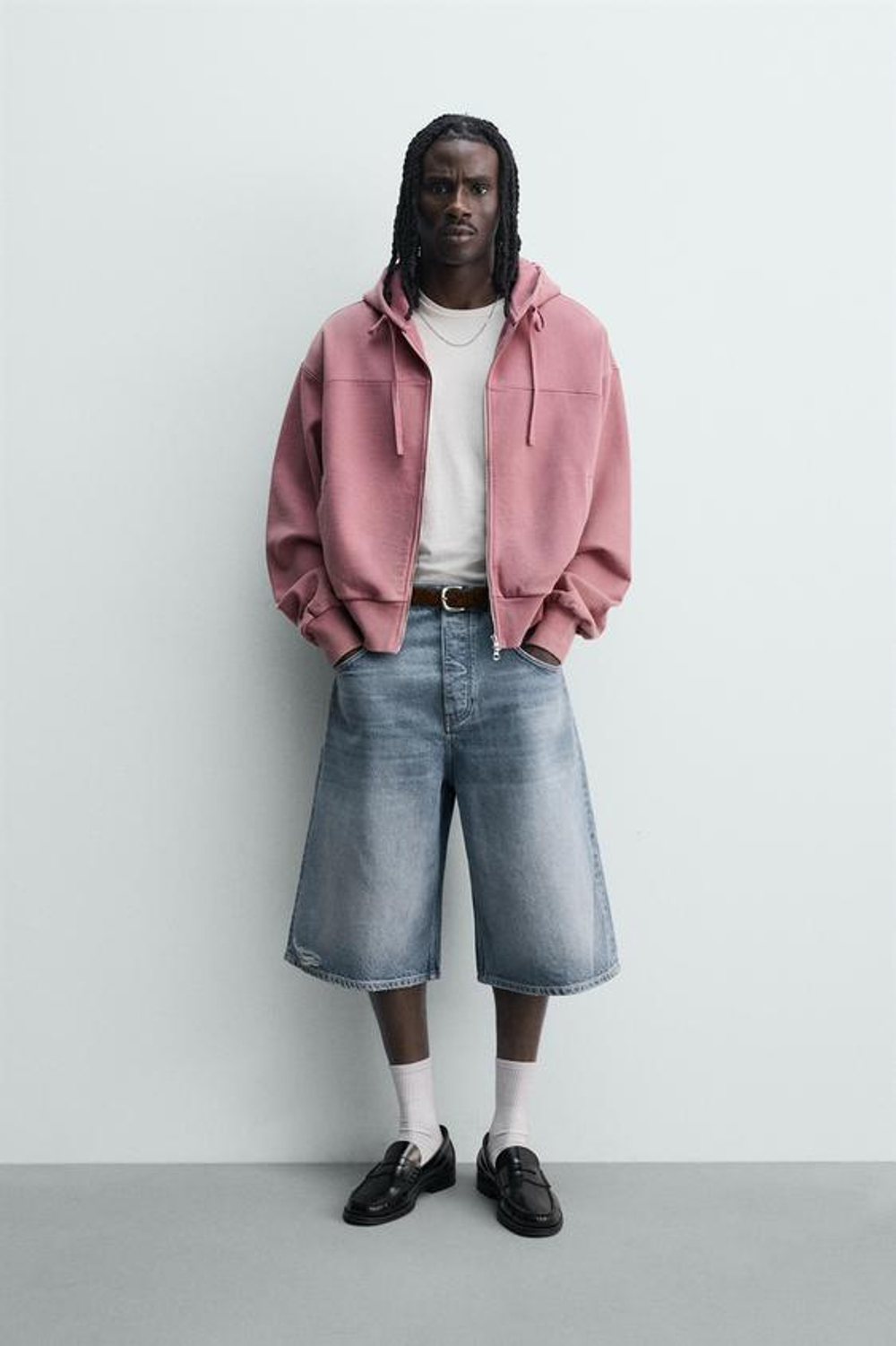 ZARA ДЖИНСОВЫЕ ШОРТЫ BAGGY FIT, СИНИЙ