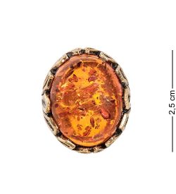 AM-2470 Кольцо «Льдинки» (латунь, янтарь)