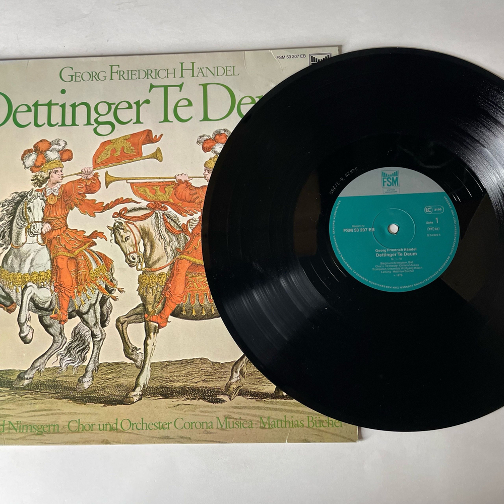 Винтажная виниловая пластинка LP G. F. Handel Гендель, Siegmund Nimsgern, Chor Und Orchester Corona Musica, Trompeten Ensemble Wolfgang Basch, Matthias Buchel, Dettinger Te Deum (Германия 1978)