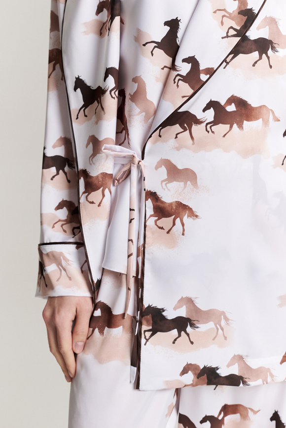 Блуза-кимоно с шалькой - бегущие лошади