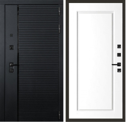 Входная дверь собранная в квартиру Лекс Гранд черный кварц / №118 Белый софт (белый матовый, без текстуры)