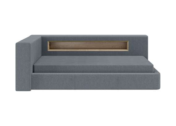 Диван-кровать Cube c нишей L (серый, твид)