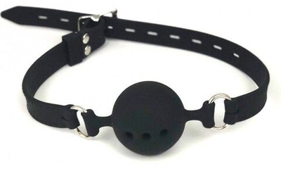 Черный малый кляп-шарик с ремешком (Цвет: черный)