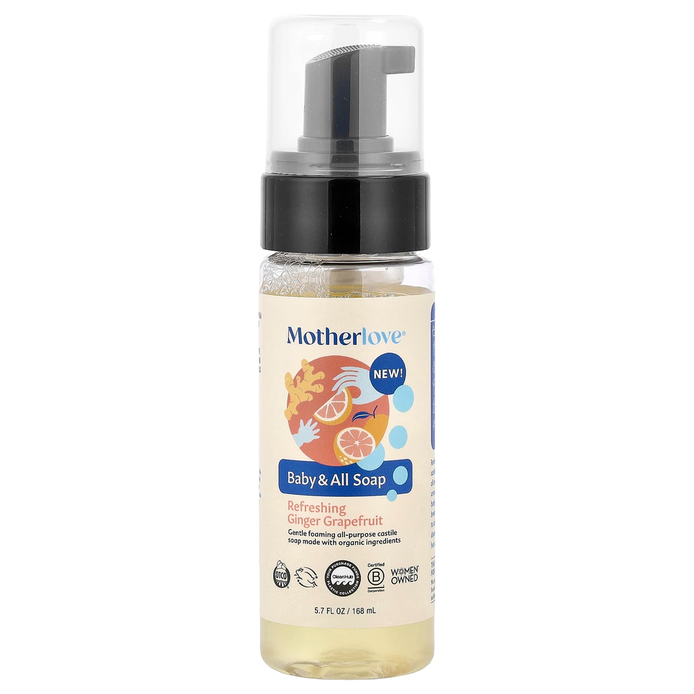 Motherlove, Baby & All Soap, освежающий имбирь и грейпфрут, 168 мл (5,7 жидк. Унции)