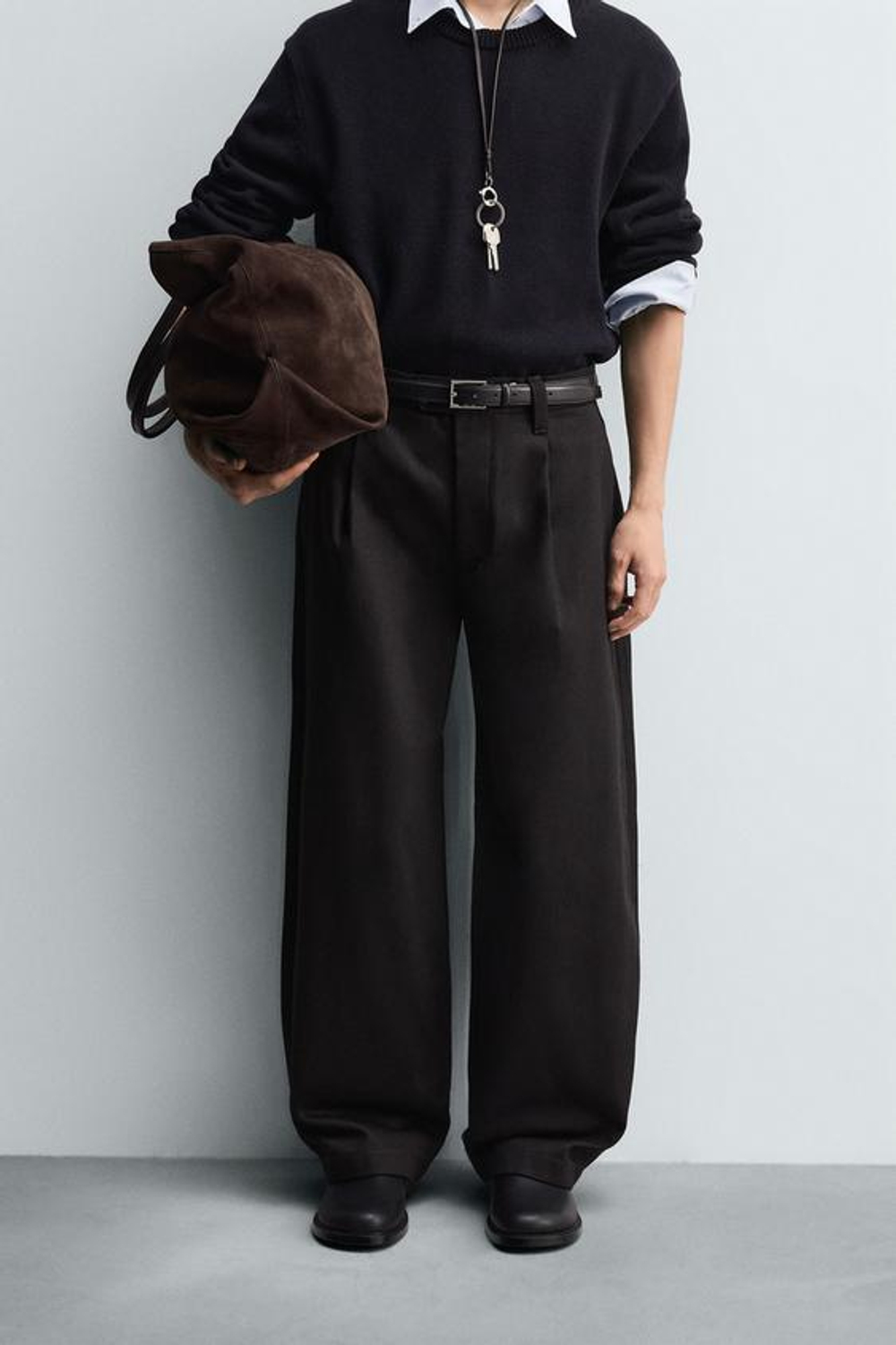 ZARA ДЖИНСЫ BALLOON FIT С ЗАЩИПАМИ, ШОКОЛАДНЫЙ